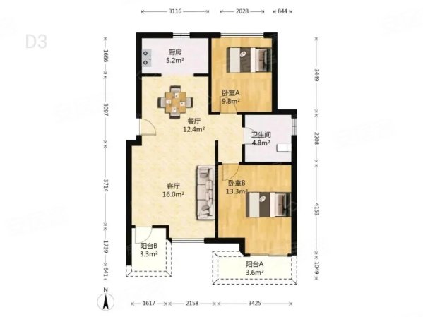 滴水湖馨苑(公寓住宅)2室2厅1卫82.48㎡南北229万