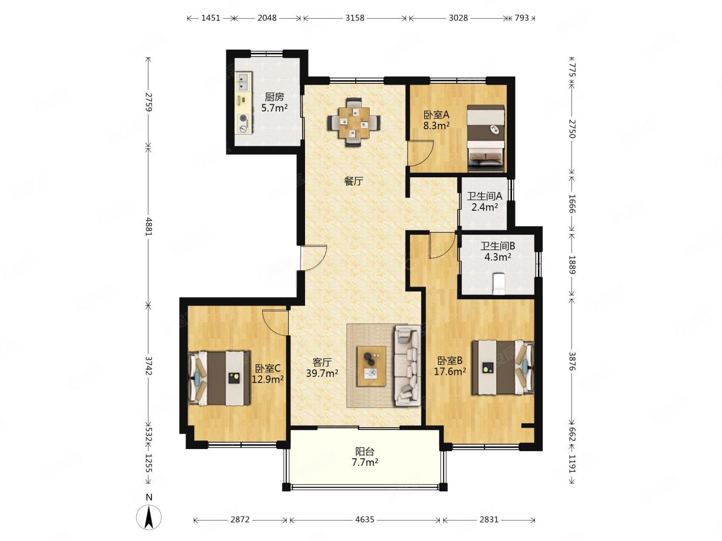 特别急星翠澜庭精装三房两卫两梯两户采光无遮挡随时看