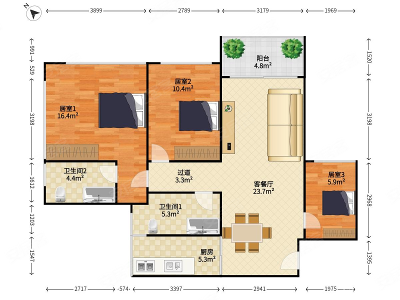 21年次新小区 总价9字头 接受一年时间,新锦安海纳公馆二手房,998万,3