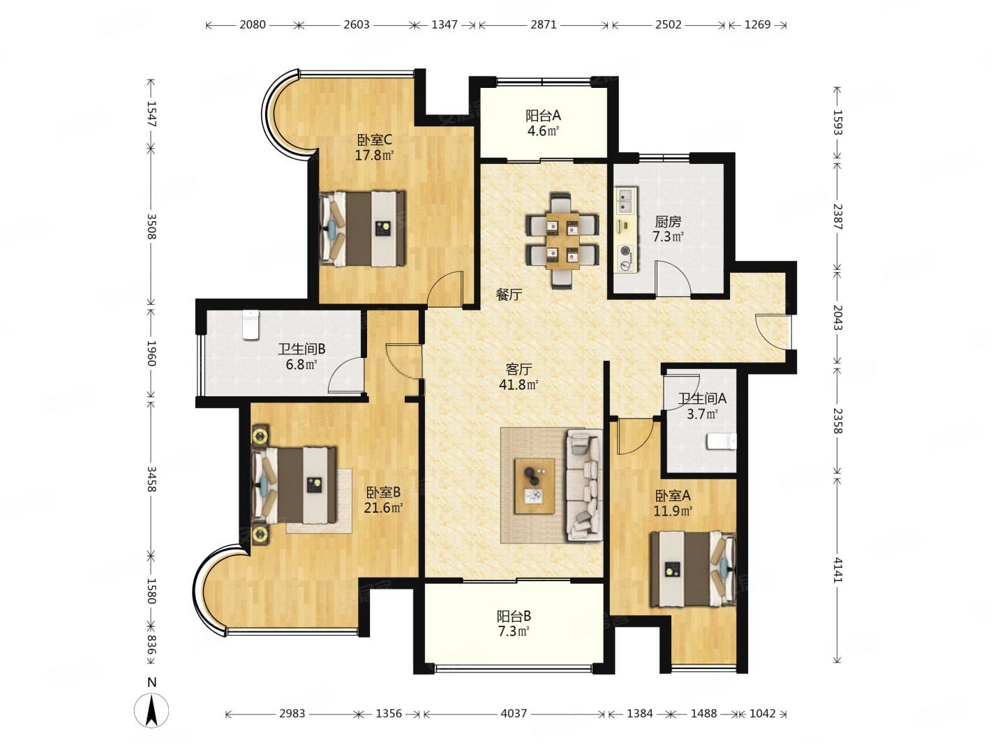 苏宁睿城3室2厅0卫139.83㎡南938万