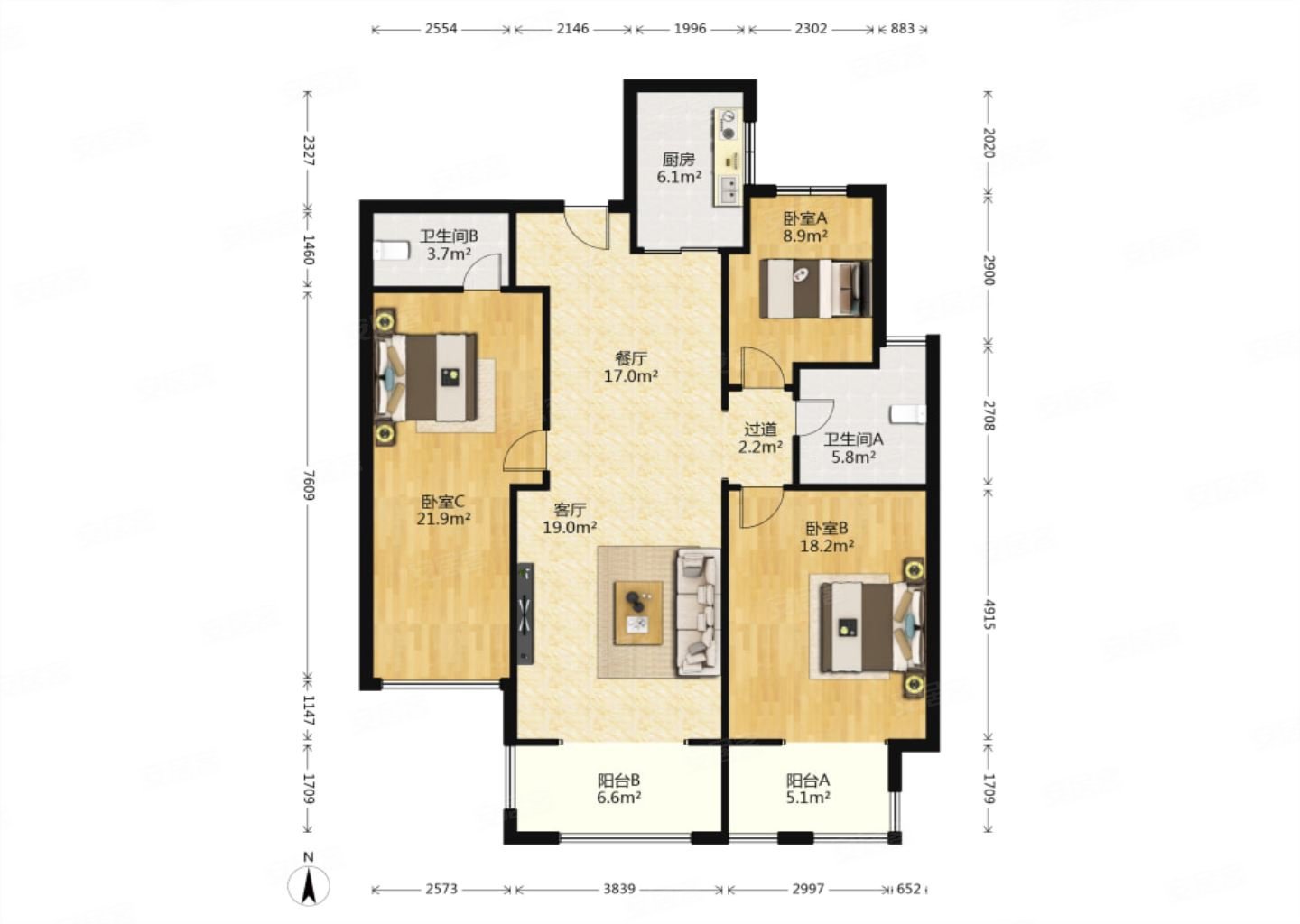 金地湖城大境天锦3室2厅2卫136.1㎡南北428万