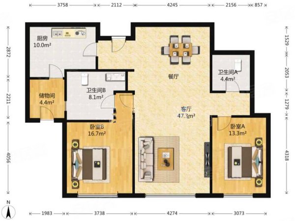沈阳沈河五爱街雅颂居雅颂居 2室2厅2卫