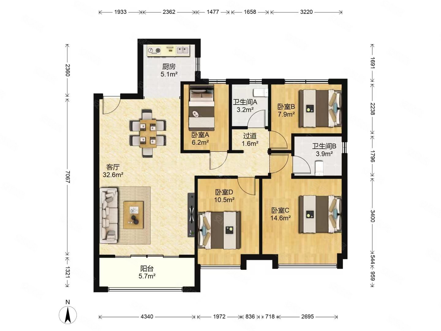碧桂园城市花园 中高楼层 经典四居 户型方正格局好 品质小区