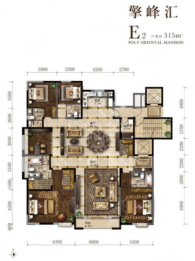 保利东郡5室3厅4卫319.65㎡南3150万