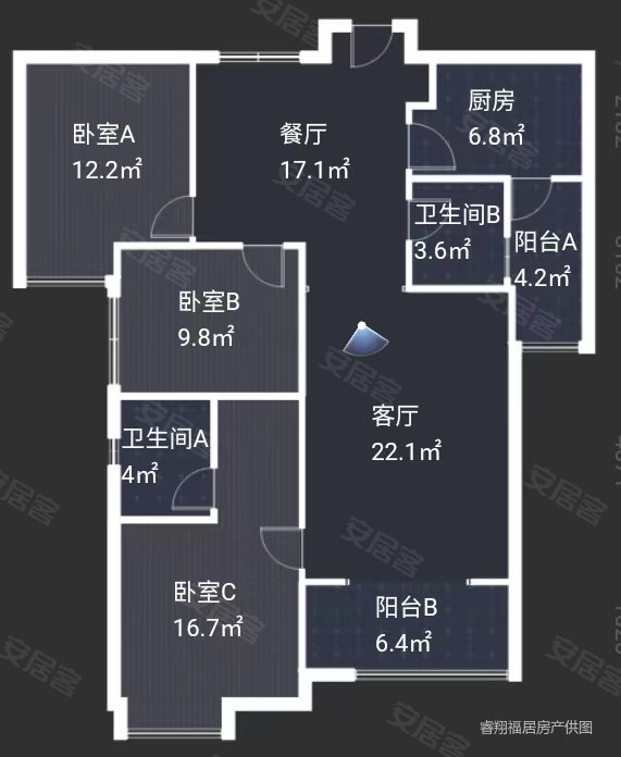 汉水名城阅府3室2厅2卫132.31㎡南北87万