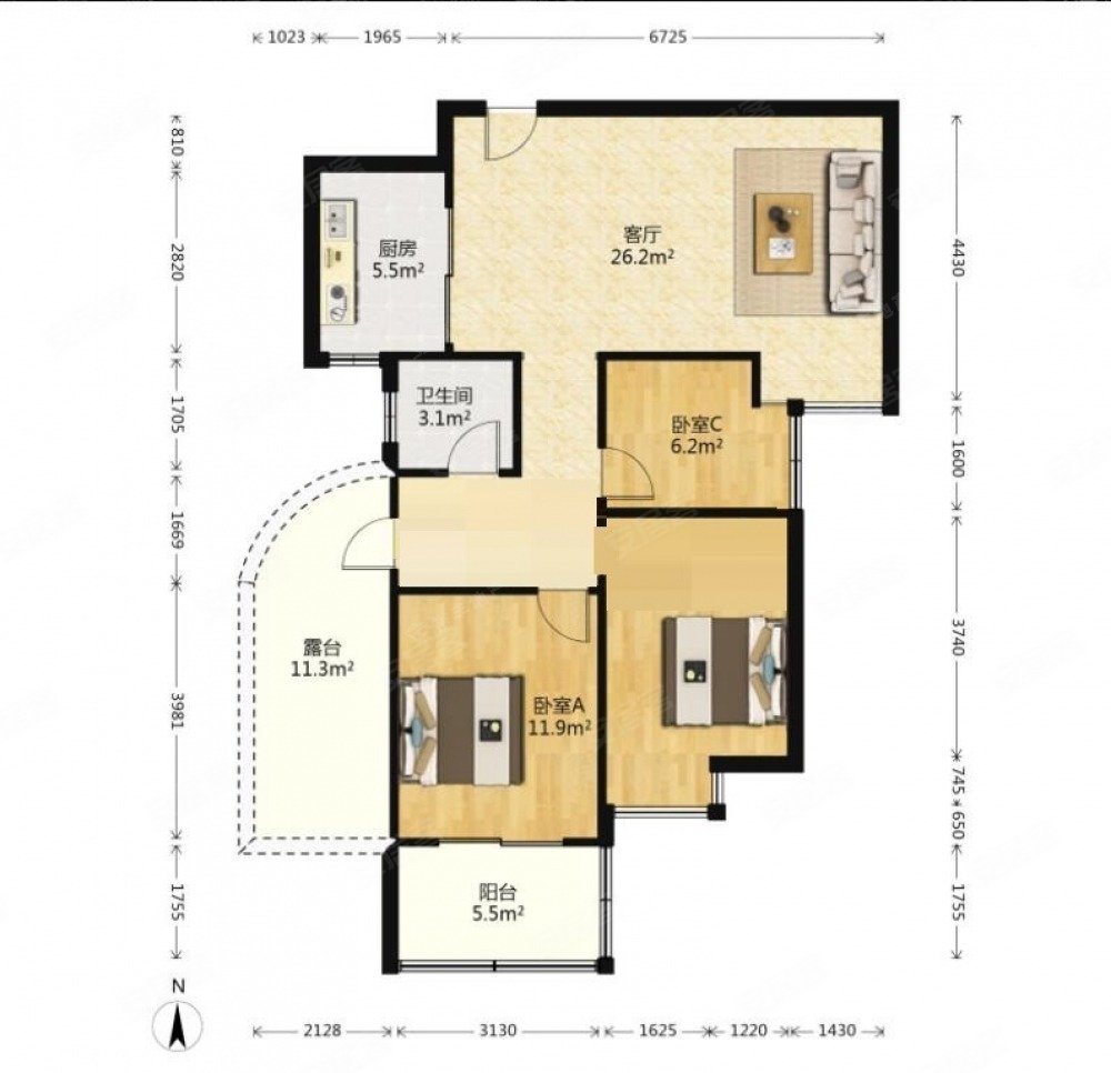 张洼新村兴华苑b区95平满二住房电梯房楼层好视