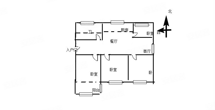 齐城国际4室2厅1卫136㎡南北55万