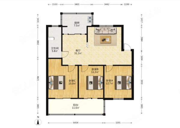 玉靖花园多层户型楼层很好光线很好