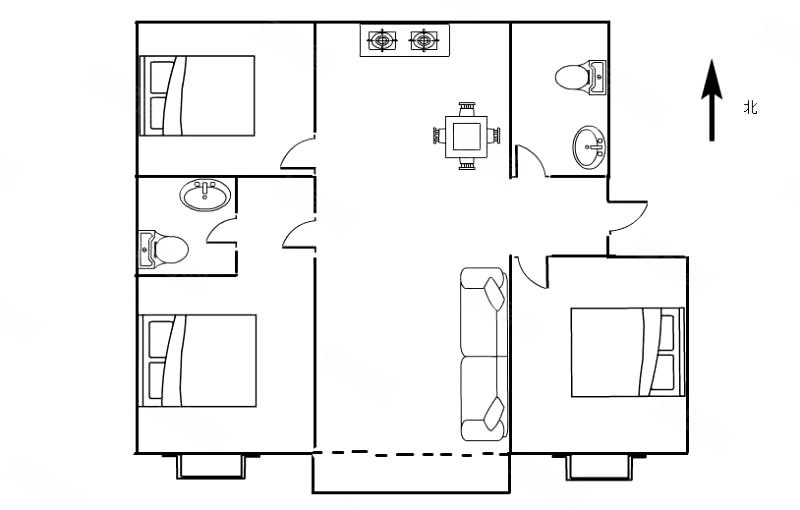 西湖公寓3室2厅2卫127.52㎡南北88万