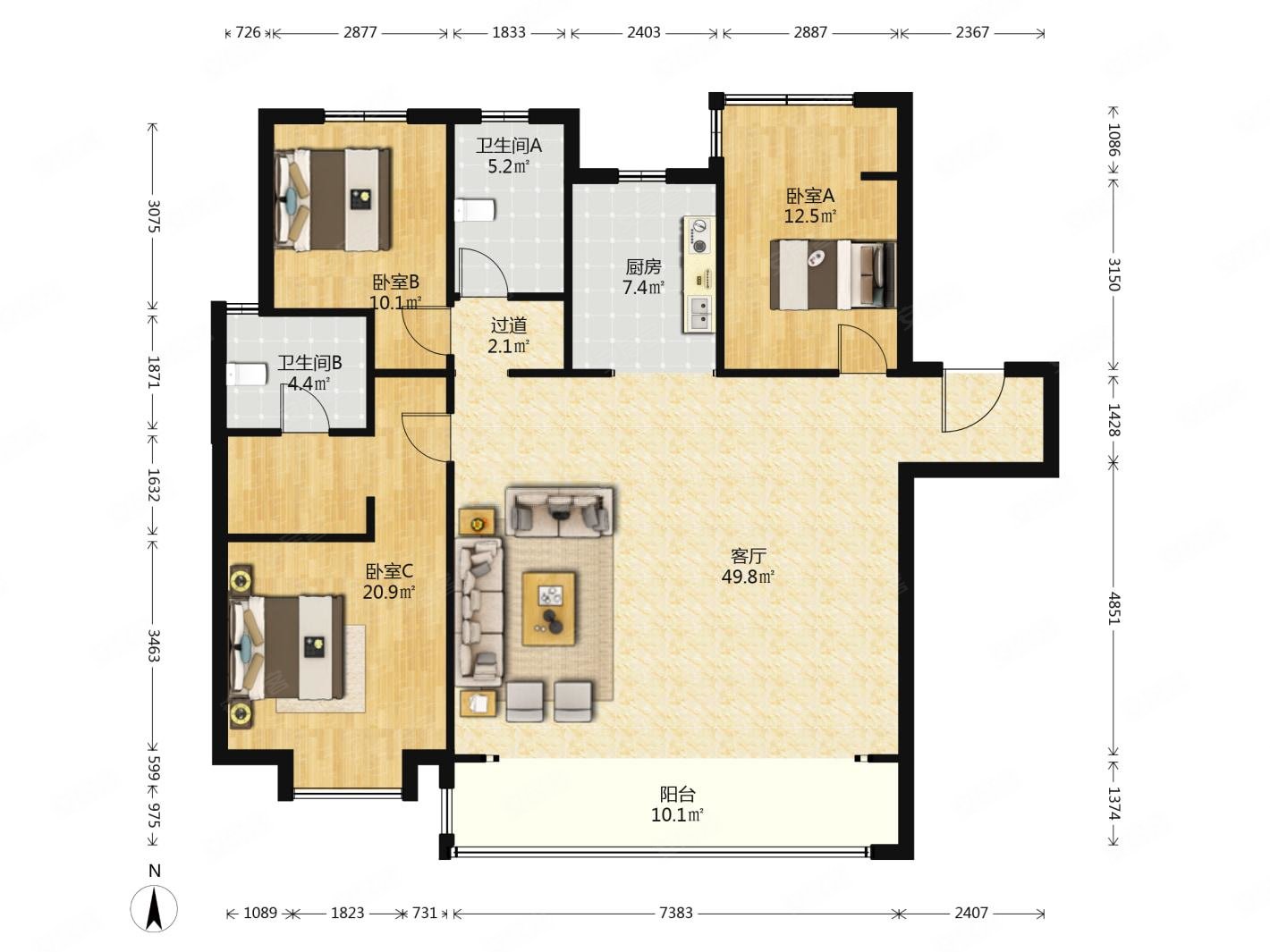 中车三期独体梯独户采光好大三居诚心出