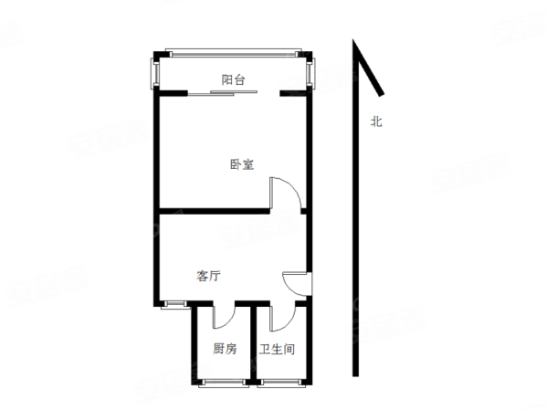 宝业城市绿苑(北区)1室1厅1卫46.65㎡南北70万