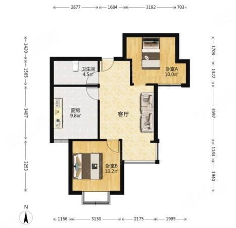 富饶世家2室1厅1卫75.73㎡南45.5万