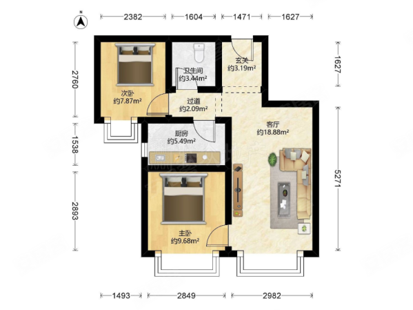 金融街融汇2室1厅1卫77.74㎡南268万