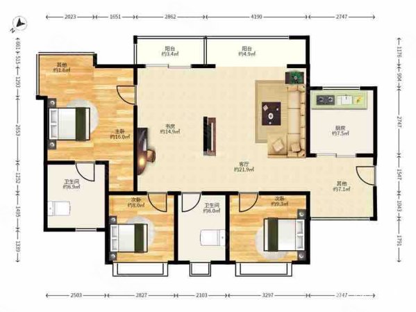大侠谷户型方正,大3房南北通透,满五税少,东部华侨城高管公寓二手房,0