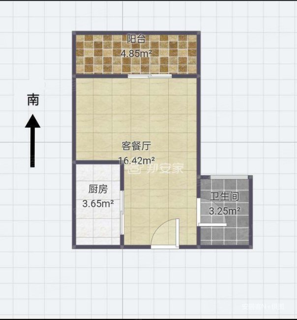 翰林金寓1室0厅1卫34.39㎡南28万