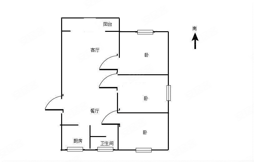 岳家湖公馆3室2厅1卫101㎡南北61万