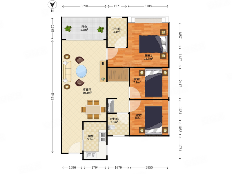 深国际万科悦城 满五   大三房 近地铁 购物方便