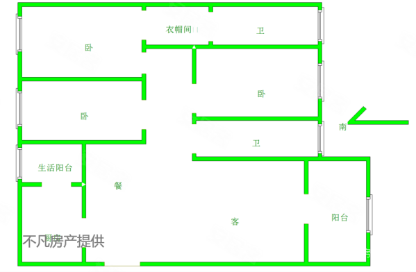 恒大绿洲(西区)3室2厅2卫131.09㎡南北96万