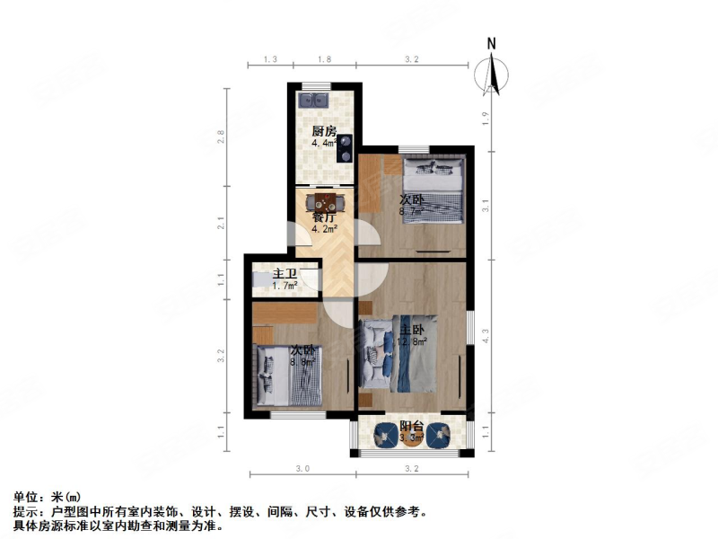 公园路44号小区3室1厅1卫67.71㎡南北213万