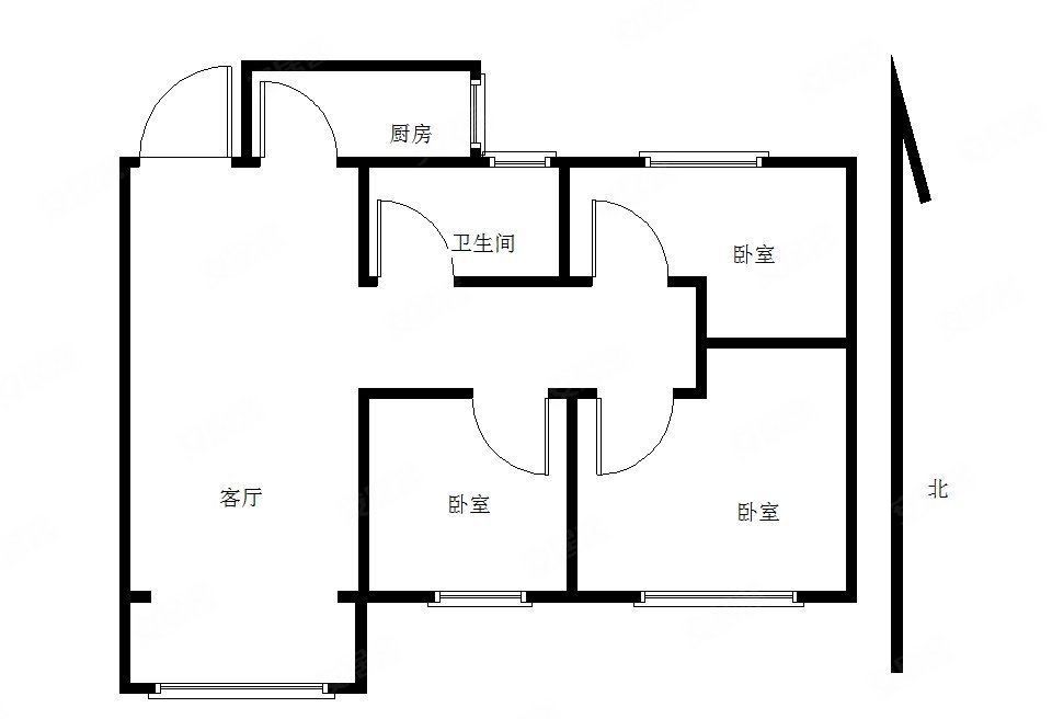 恒大城(北区)3室2厅1卫88㎡南北105万