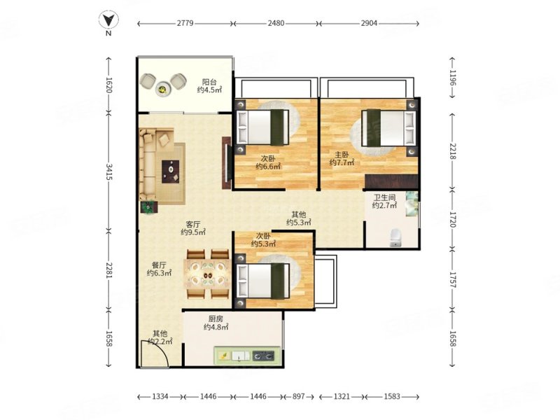 悦峰尚府3室2厅1卫77㎡南298万