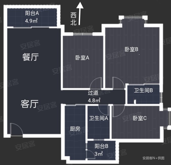 金凤湾畔3室2厅2卫115㎡南87万