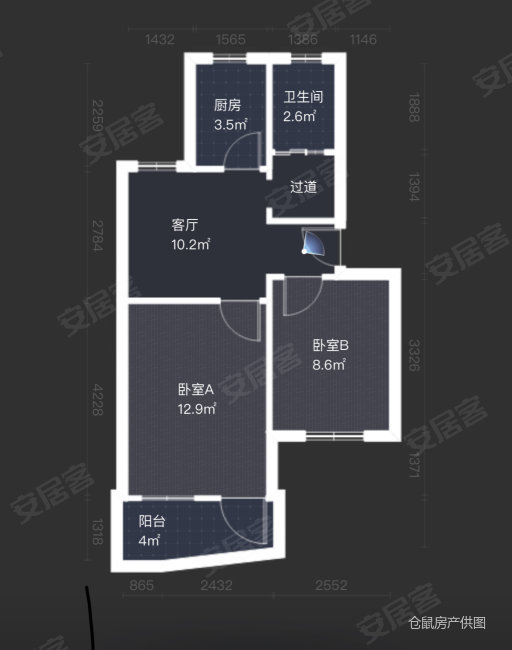 郎官社区(西区)2室1厅1卫59.11㎡南125万