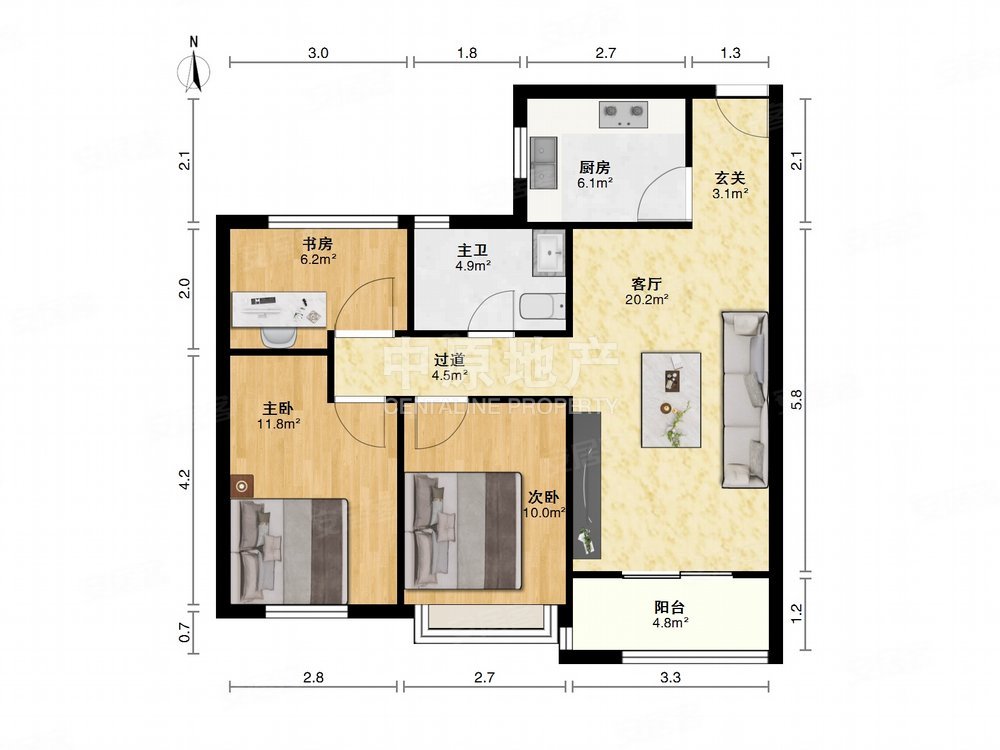 阳光城愉景湾3室2厅2卫90.35㎡南493.9万