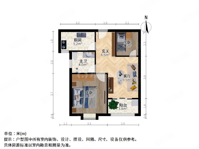 浒墅人家三区2室1厅1卫70.71㎡南北83万