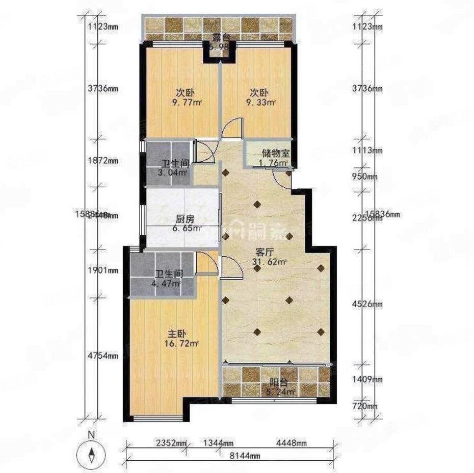 秋月朗庭3室2厅2卫102.21㎡南479万