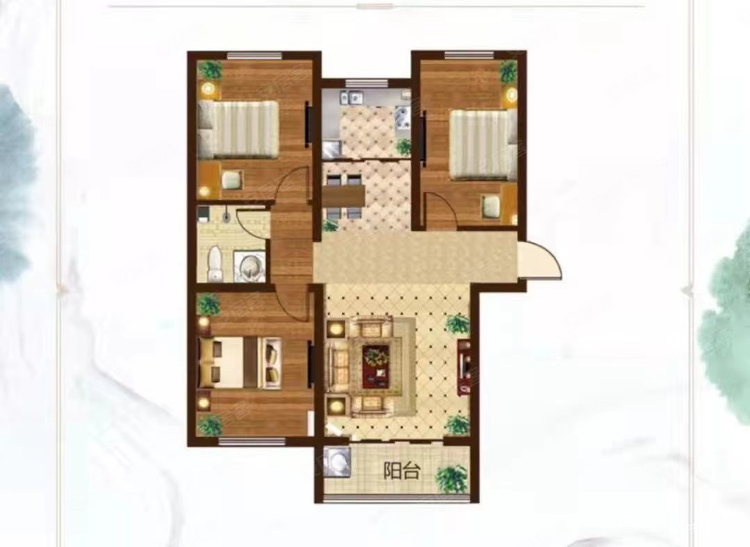 公园首府(高碑店)3室2厅1卫113㎡南北78万