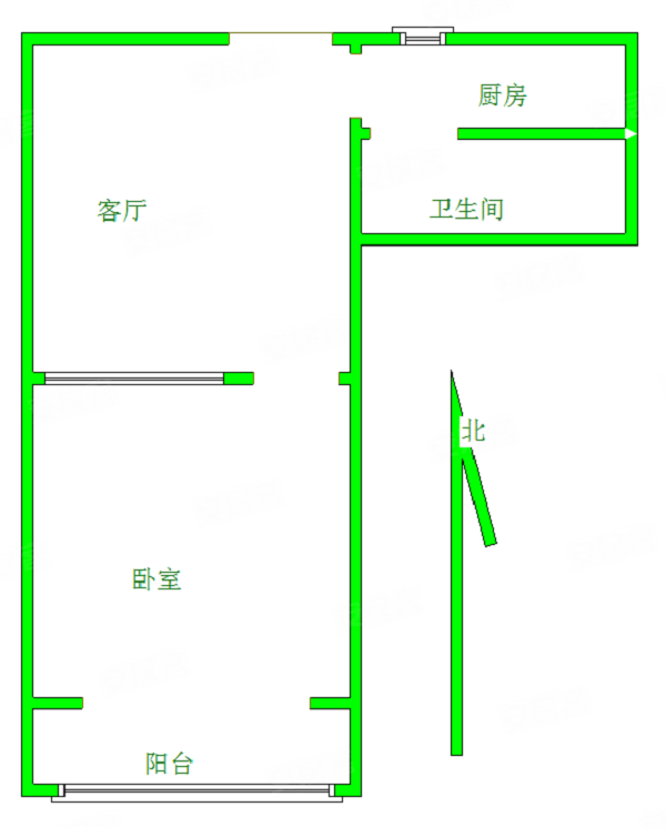 新建胡同小区1室1厅1卫46.8㎡南38万