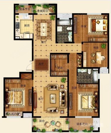 长房平和墅5室3厅3卫384.6㎡南北1288万