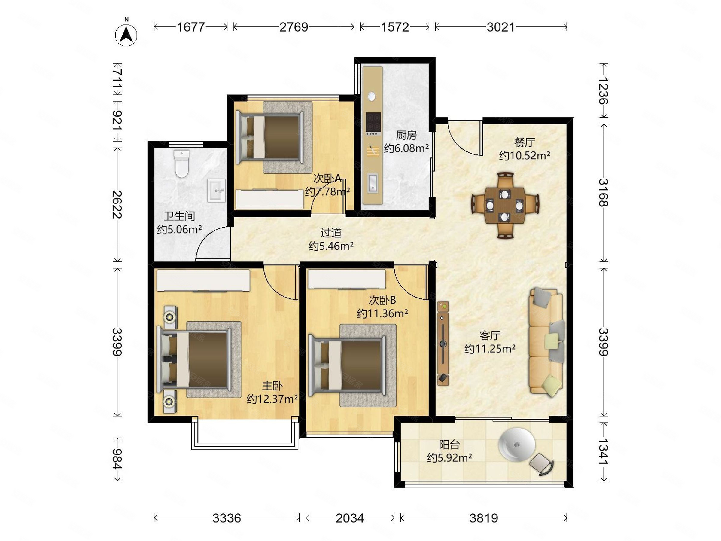 新外滩1号95平房东自住保养好三房诚心出售看房随时