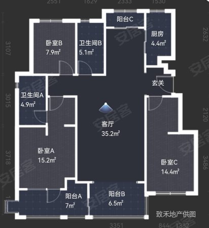 元宝户型 三阳台 精装修拎包入住 前排好楼层全天采光