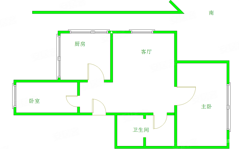 东关新区2室1厅1卫45.95㎡南北105万