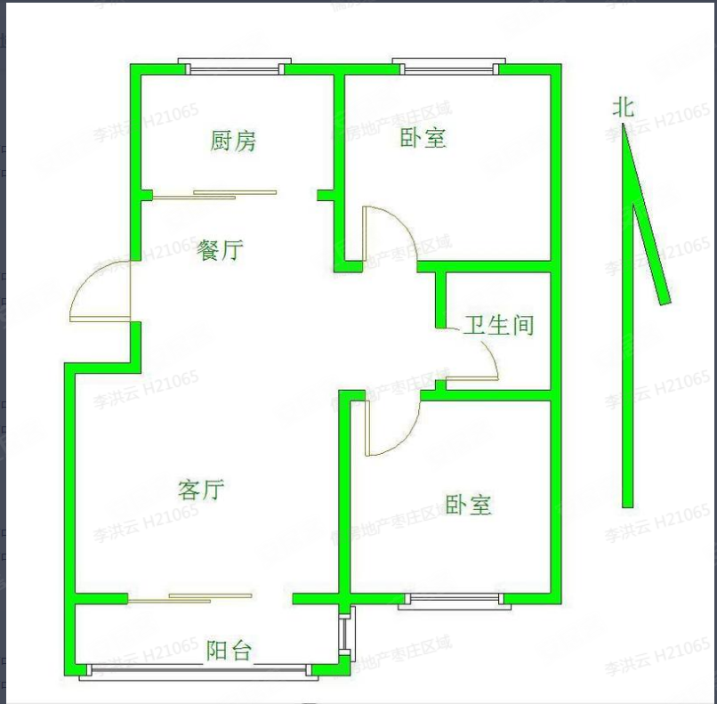 市府名苑2室2厅1卫86㎡南北79万