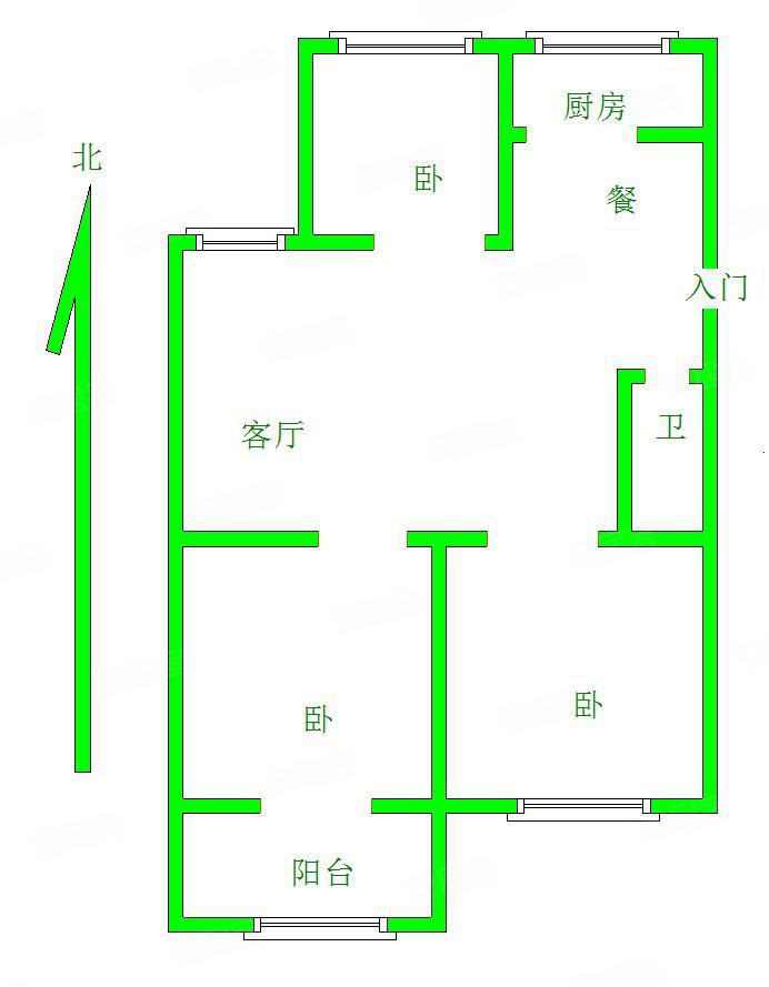 原市卫生局家属院3室2厅1卫100㎡东西95万