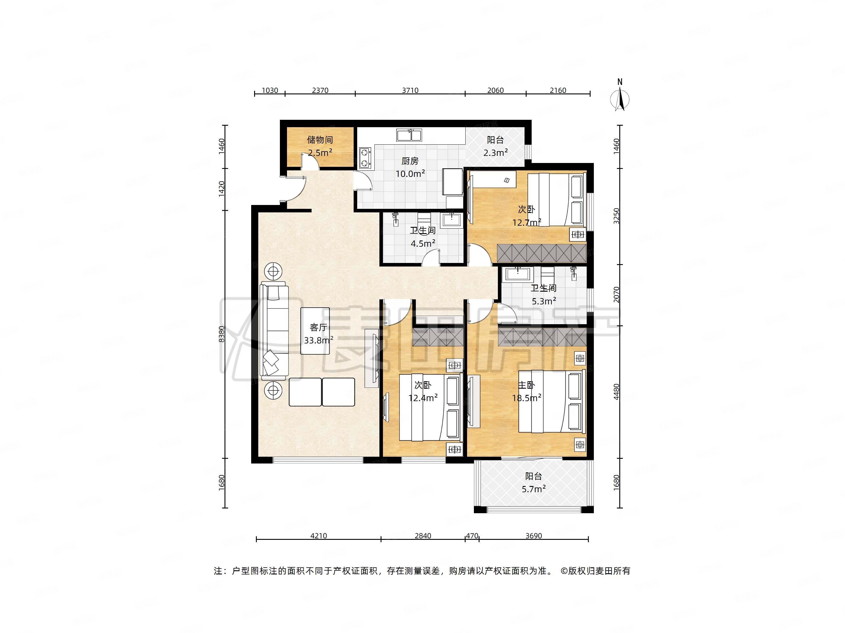 拂林园3室2厅2卫152.3㎡东南1050万