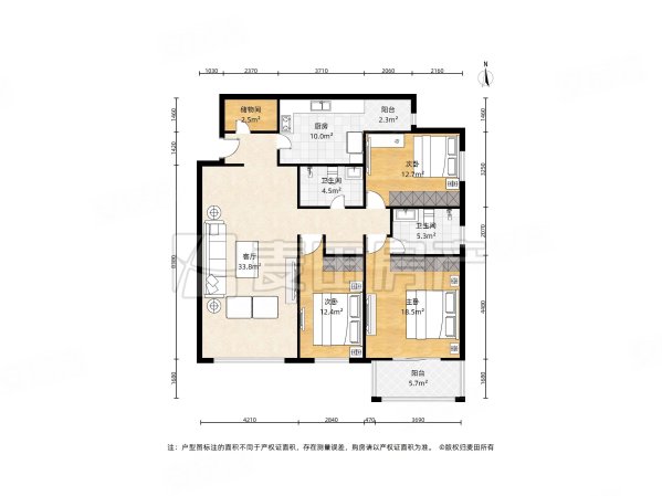 拂林园3室2厅2卫152.3㎡东南1050万