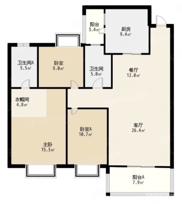 新瑞花苑3室2厅2卫124㎡南北39万