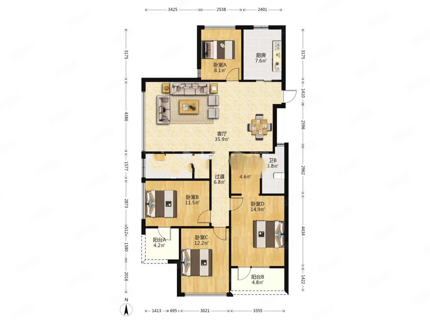 理想臻品4室2厅2卫150.5㎡南北505万