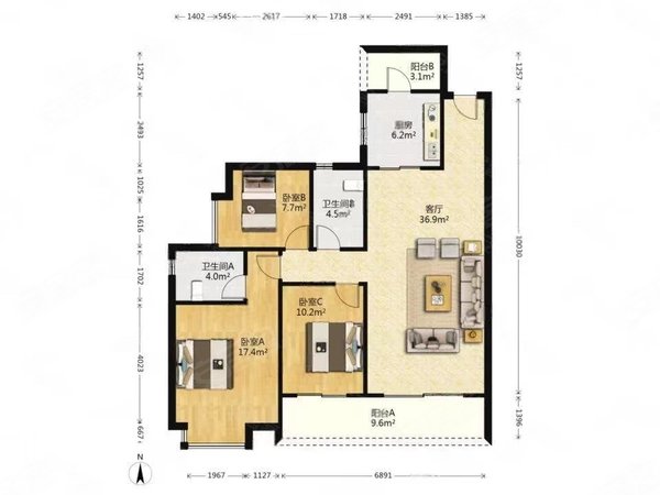 【多图】悦江上品苑,桥中租房,悦江上品 正南向大三房 全屋新装修 有