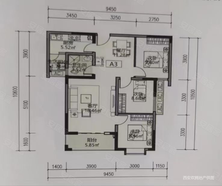 龙记观园精装修三室两厅两卫12417平
