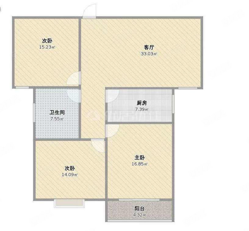 冠都现代城3室2厅1卫97㎡南37万