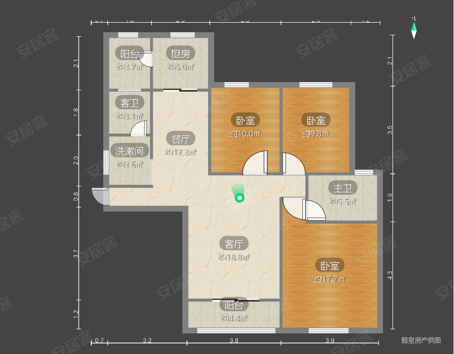 书香苑3室2厅2卫133㎡南北132万