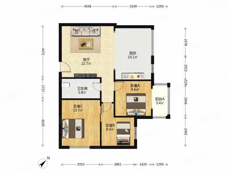 千和馨城3室2厅1卫99.92㎡南158万