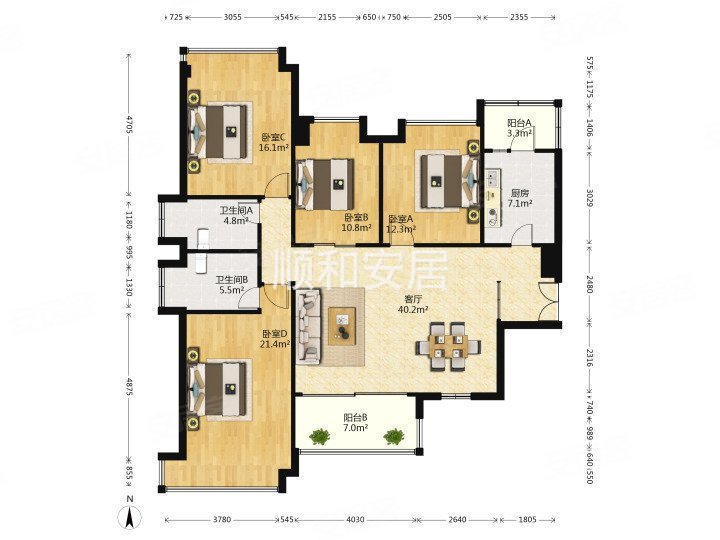 套四 位置安静 地铁五号线一号线 金融城 随时看,南城都汇汇尚园二手