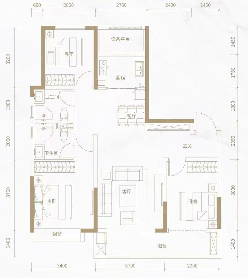 地铁一号线 会展中心 距离滹沱河 近中铁西派江玥117平三室