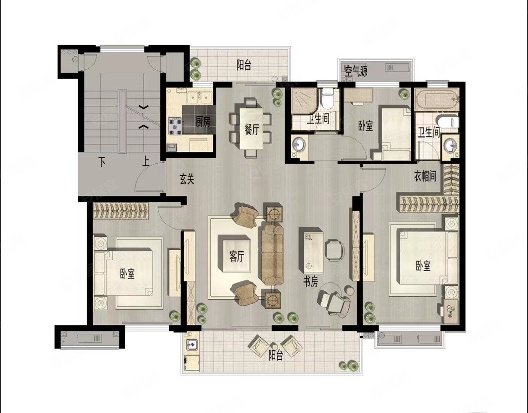 双阳台!南北通户型!满二,鸿樾府二手房,136万,3室2厅,2卫,120.